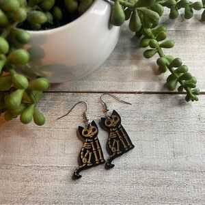 🐈 💀Halloween Skeleton Kitty Cat Sooky Season Earrings! New!